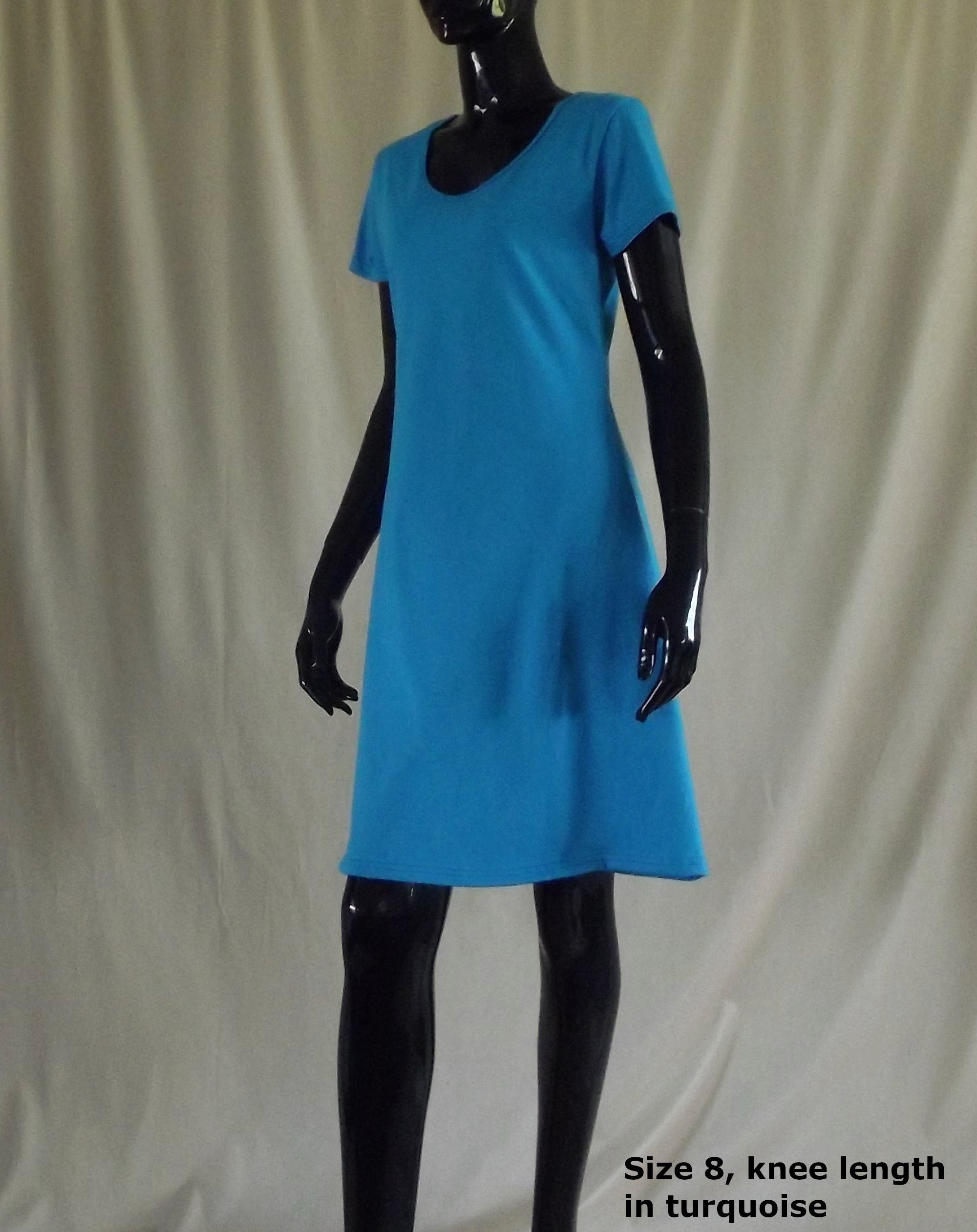 turquoise knee length ladies cotton dress
