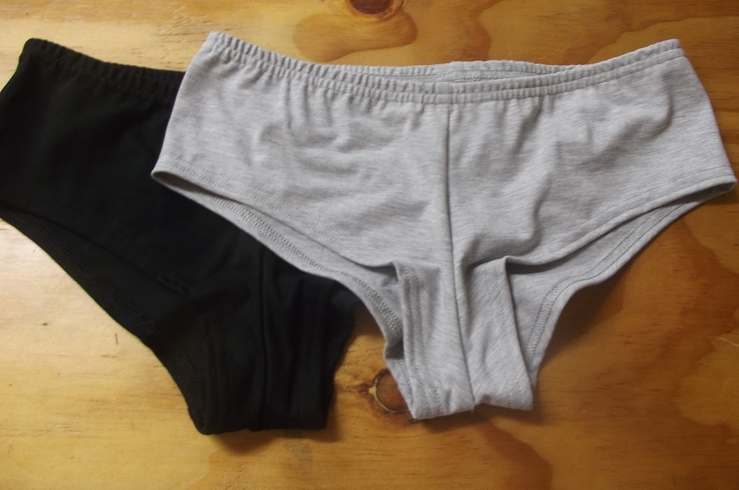 flat lay of grey and black womens underwear