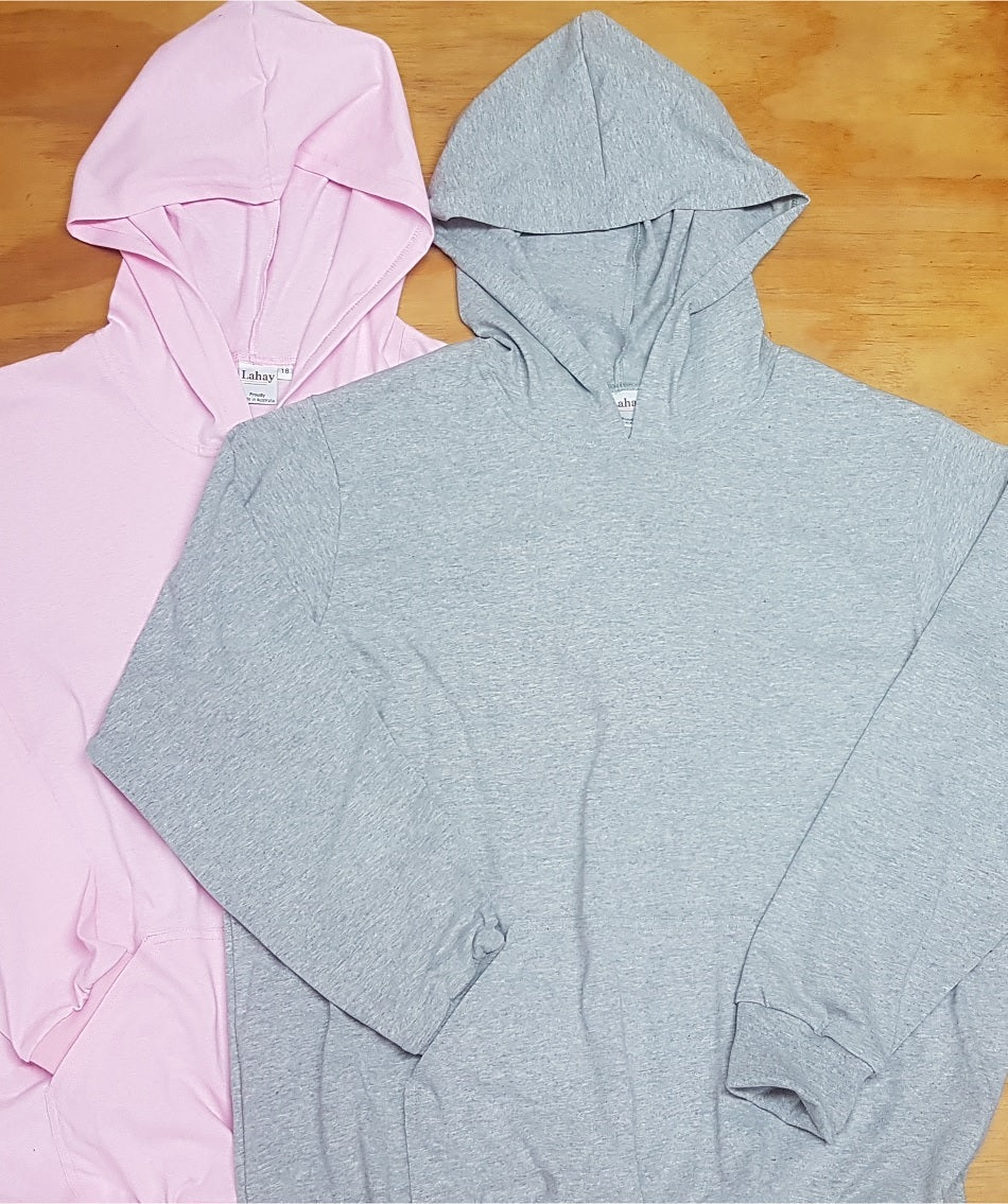 baby pink and grey marle cotton jersey women's hoodies