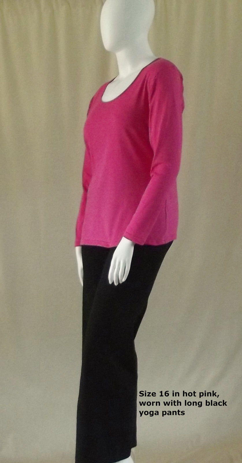 hot pink plus size women's cotton long sleeve t-shirt