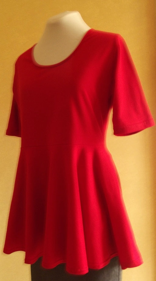 red women's cotton swing top
