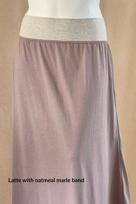 Latte skirt with oatmeal marle band 