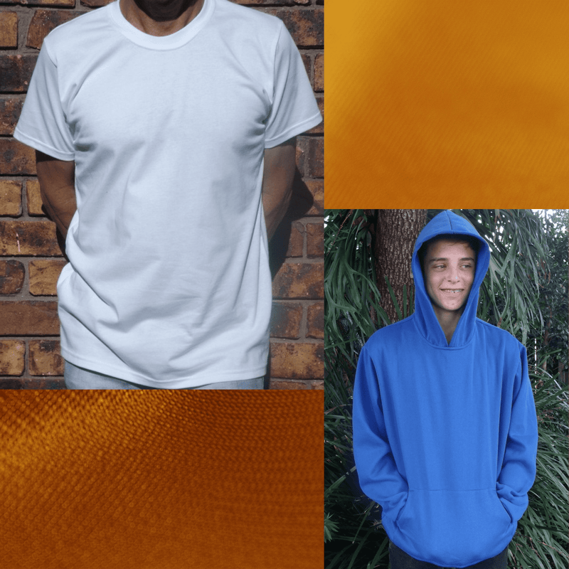 men's bundle of white cotton t-shirt and men's royal blue fleecy hoodie