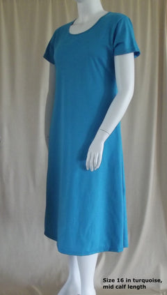 mid calf plus size short sleeve cotton jersey dress