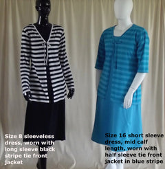 Striped jackets worn with Australian made cotton dresses