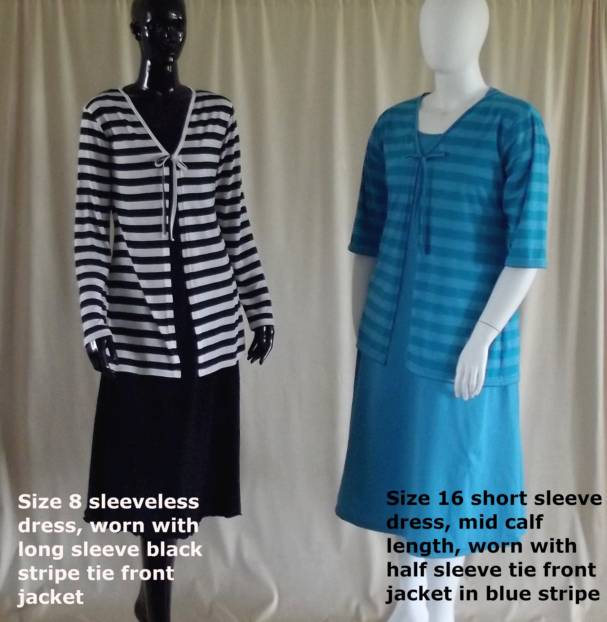 Striped jackets worn with Australian made cotton dresses