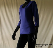 Australian made purple 3/4 sleeve women's t-shirt
