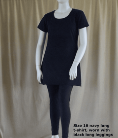 navy cotton plus size women's long t-shirt