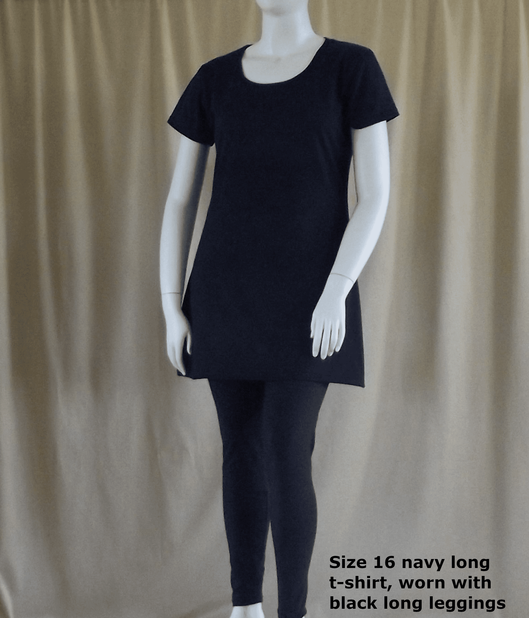 navy cotton plus size women's long t-shirt