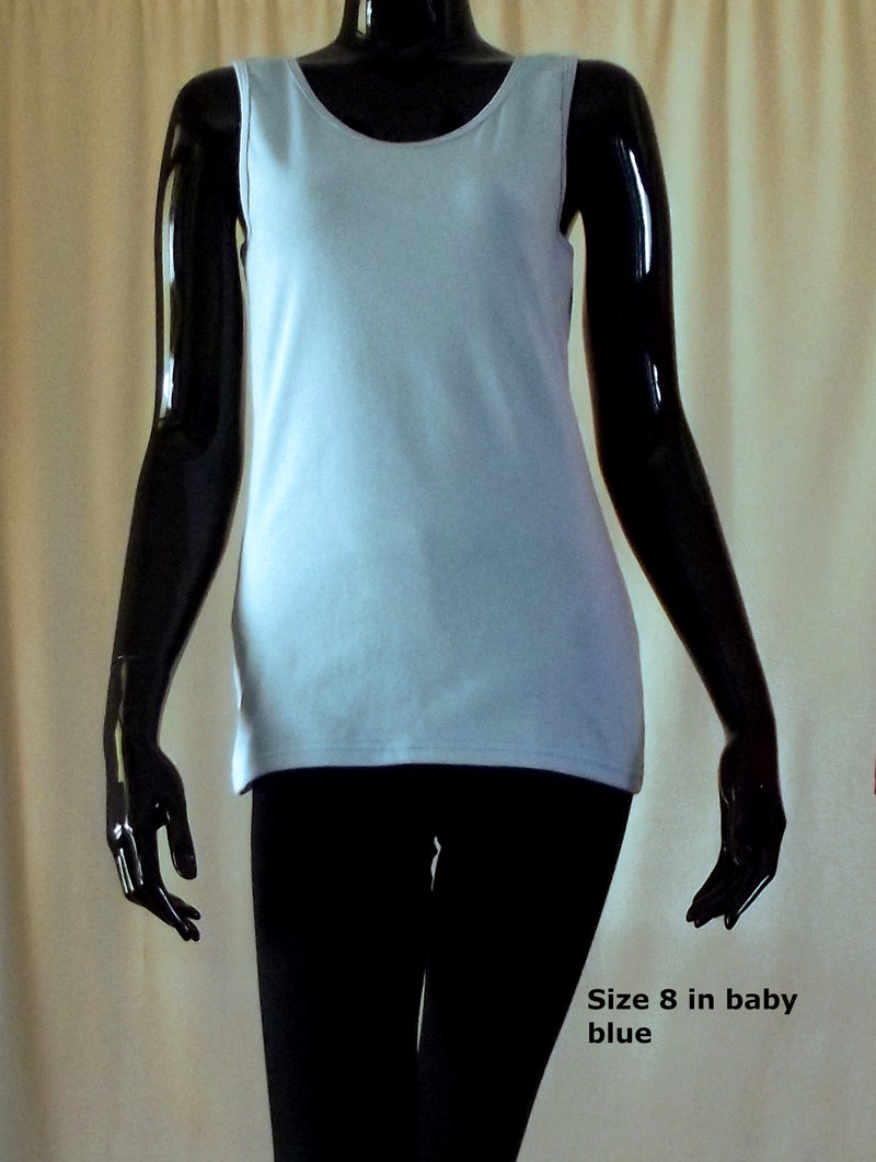 Baby blue Australian made women's cotton singlet