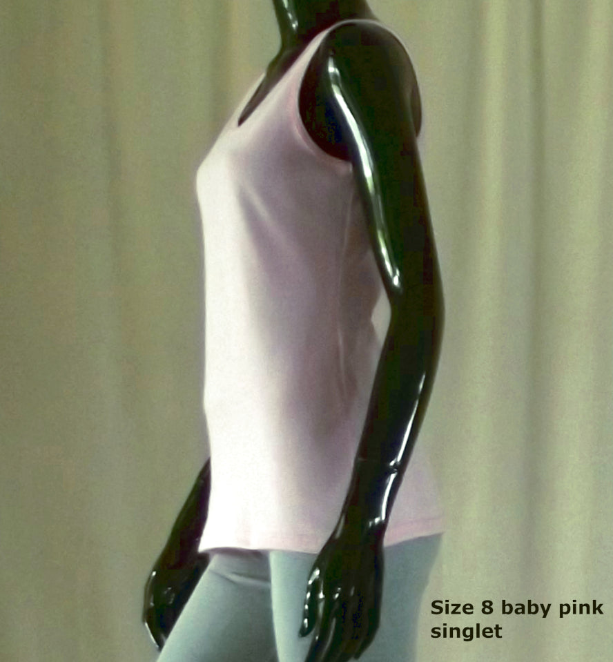 Women's Cotton Singlet in baby pink