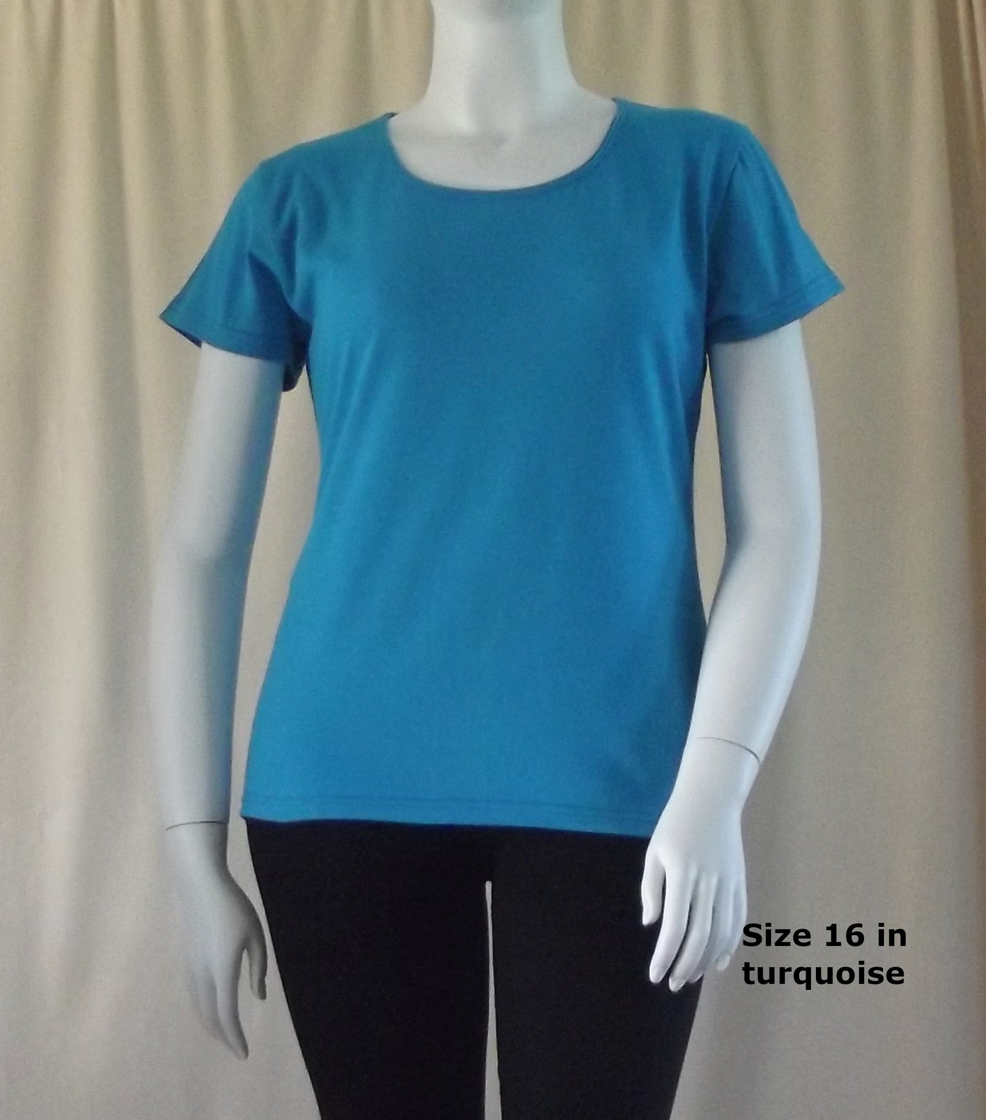 Ladies 100% cotton t-shirt in turquoise