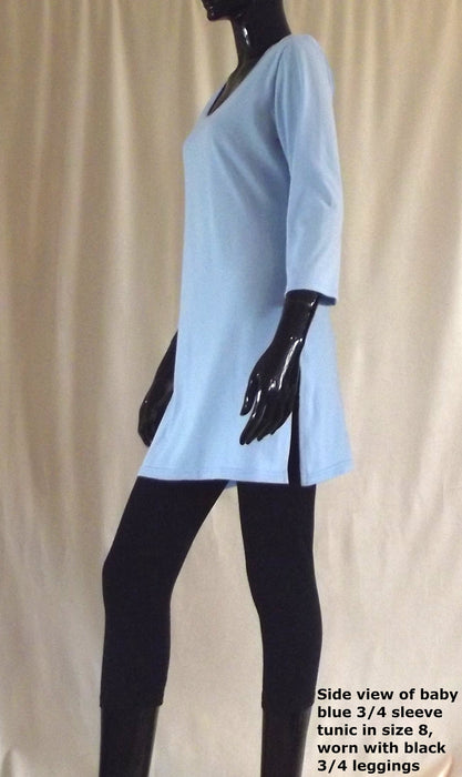 Baby blue 3/4 sleeve cotton tunic