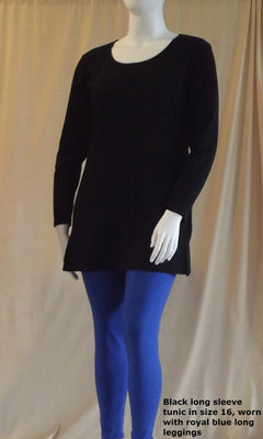 black plus size women's long sleeve tunic