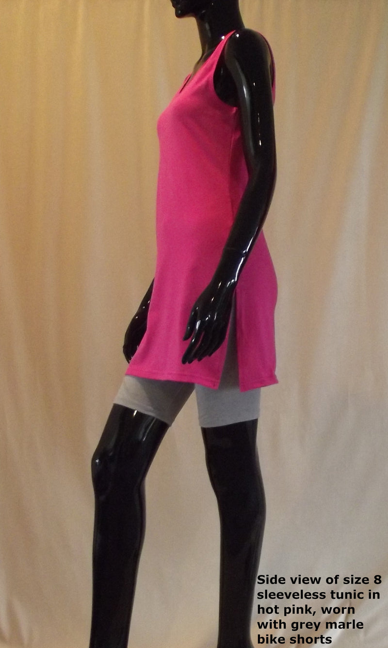 Hot pink long cotton sleeveless tunic