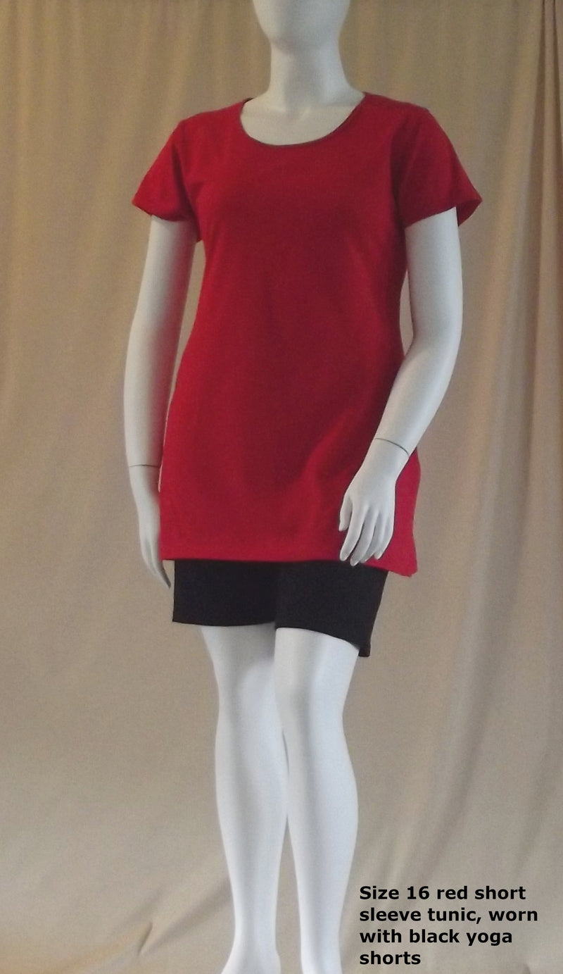 Red short sleeve long Australian made cotton tunic