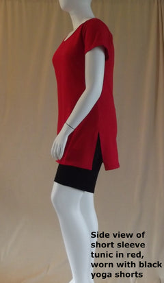 red plus size Women's Short Sleeve Cotton Tunic