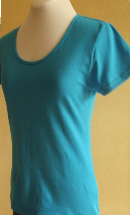 a turquoise short sleeve womens cotton t-shirt