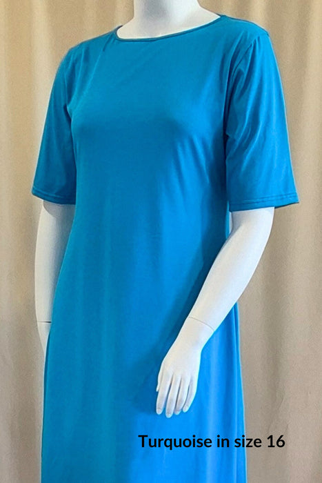 Cotton Boat Neck Dress – Knee Length, Elbow Length Sleeve