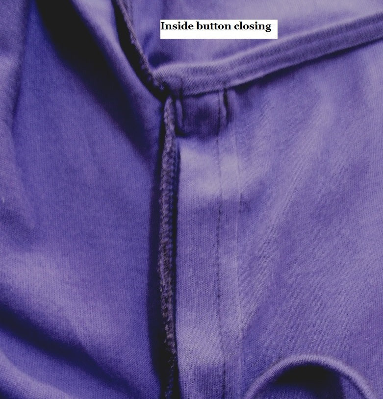 inside button closure of embroidered cotton wrap dress