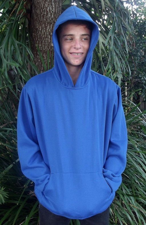 royal blue fleecy Men's Hoodie with Rib at Waist