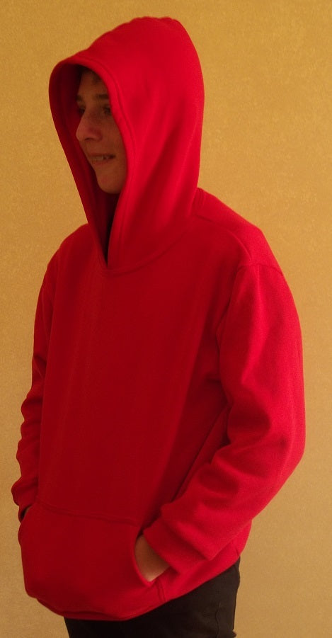 red fleecy Men's Hoodie with Rib at Waist 