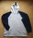 grey marle men's fleecy hoodie with navy sleeves