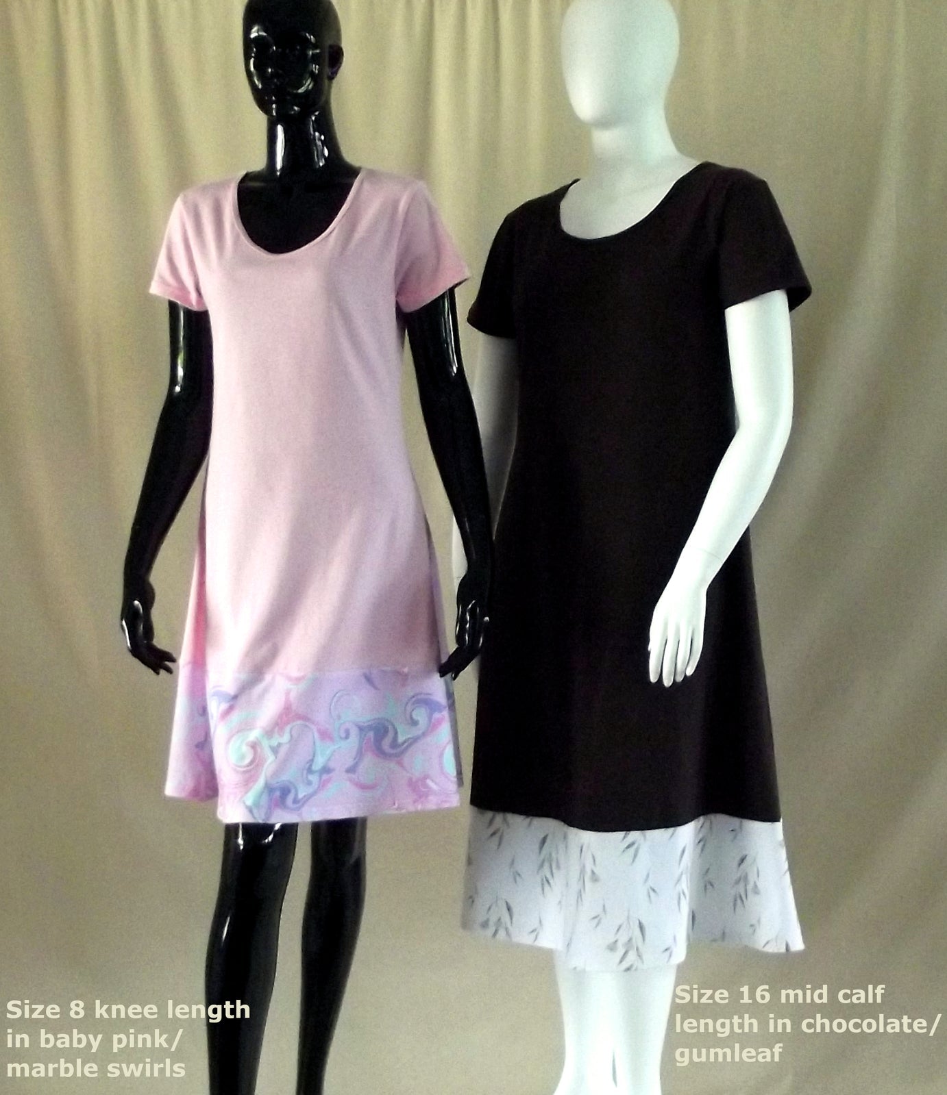 Short Sleeve Dress with Fabric Designer Hem Detail