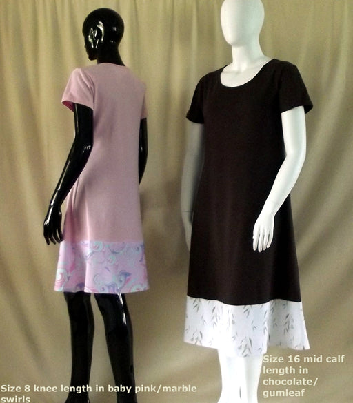 plus size in mid calf length and knee length Short Sleeve Dress with Fabric Designer Hem Detail