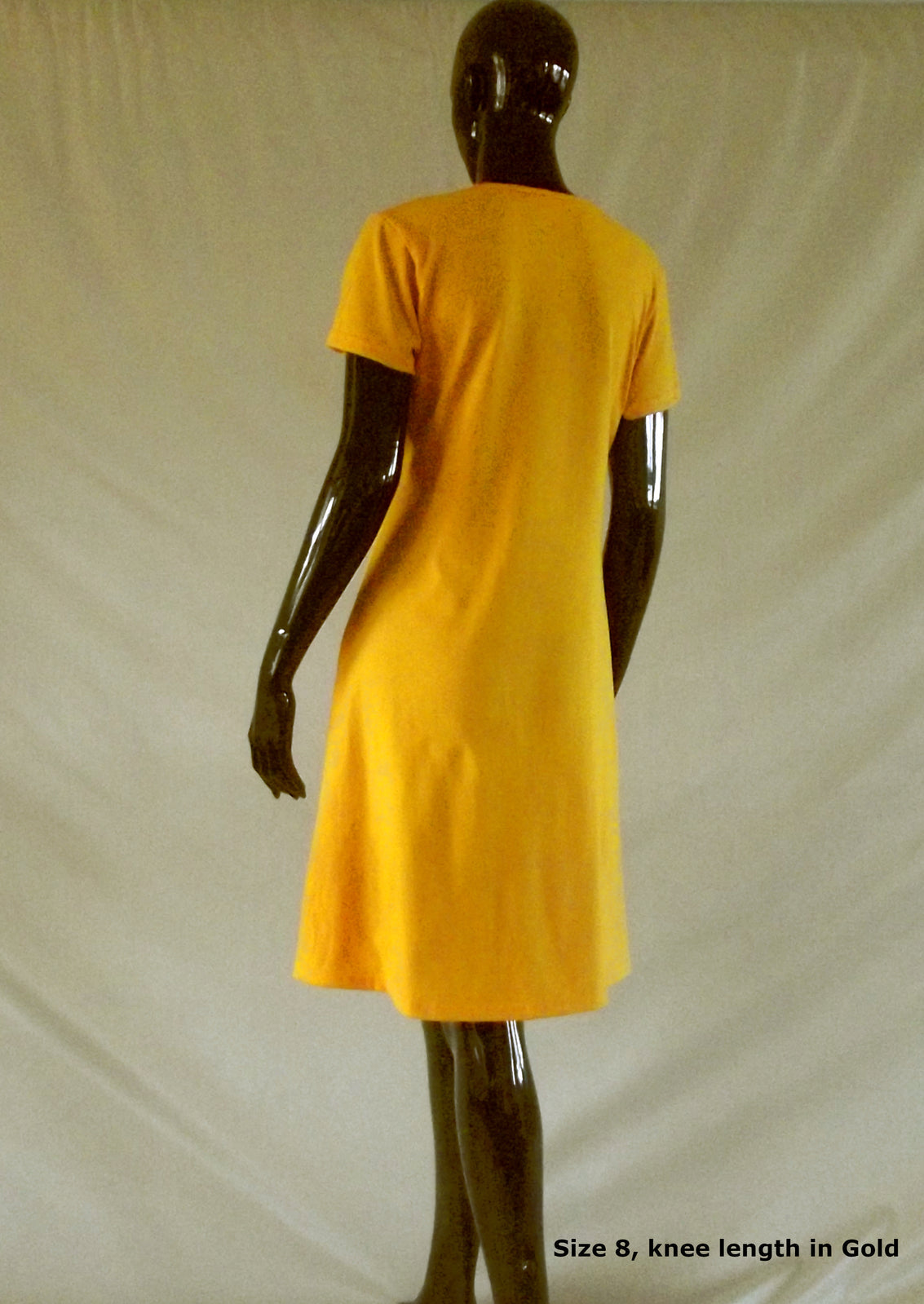 back view of short sleeve cotton jersey dress