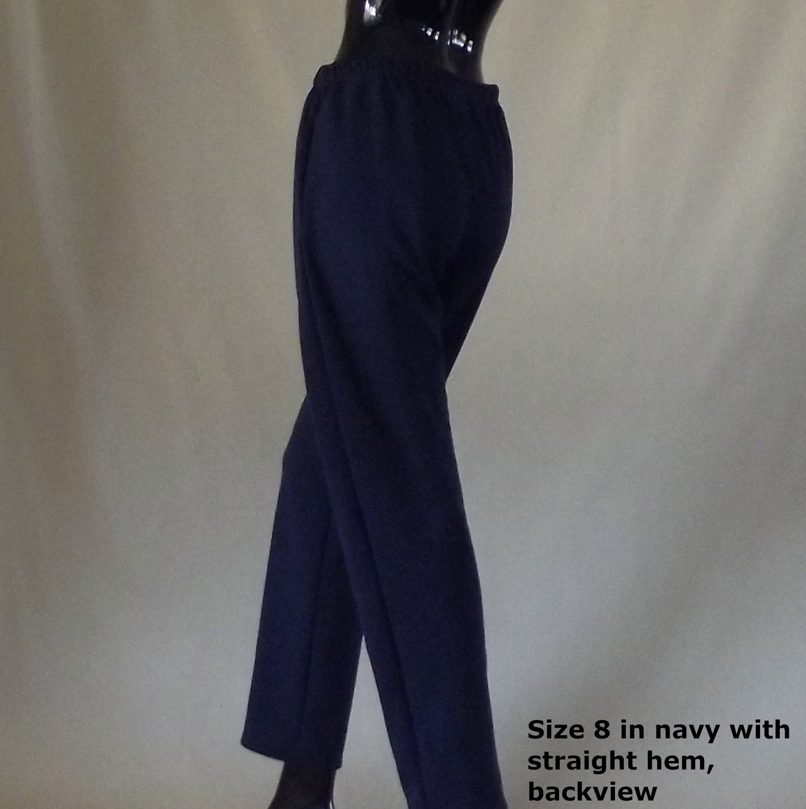 back view of super warm fleecy pants with straight hem 