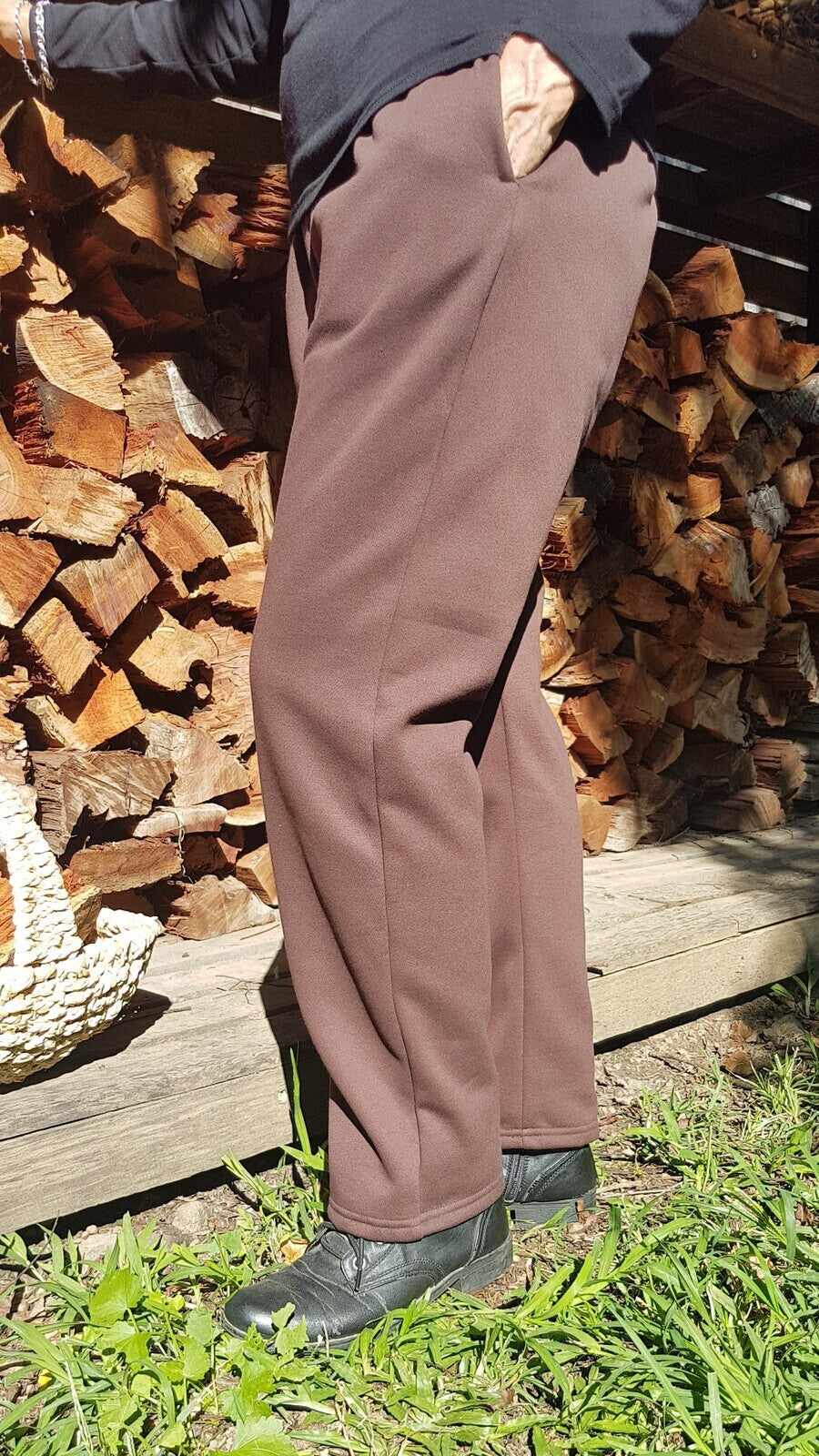 Australian made brown super warm fleecy pants with straight hem
