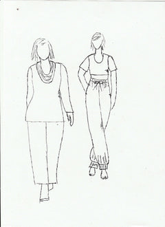 trade sketch of super warm fleecy pants with straight hem or rib