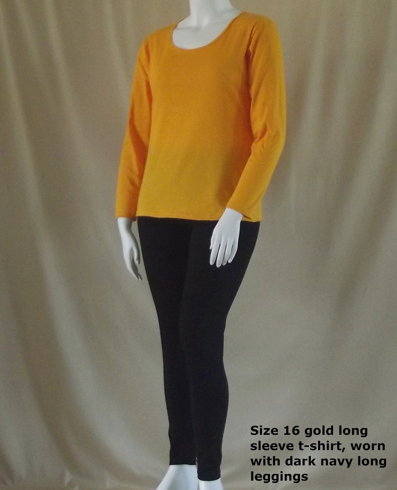plus size navy women's long leggings and yellow women's cotton long sleeve top