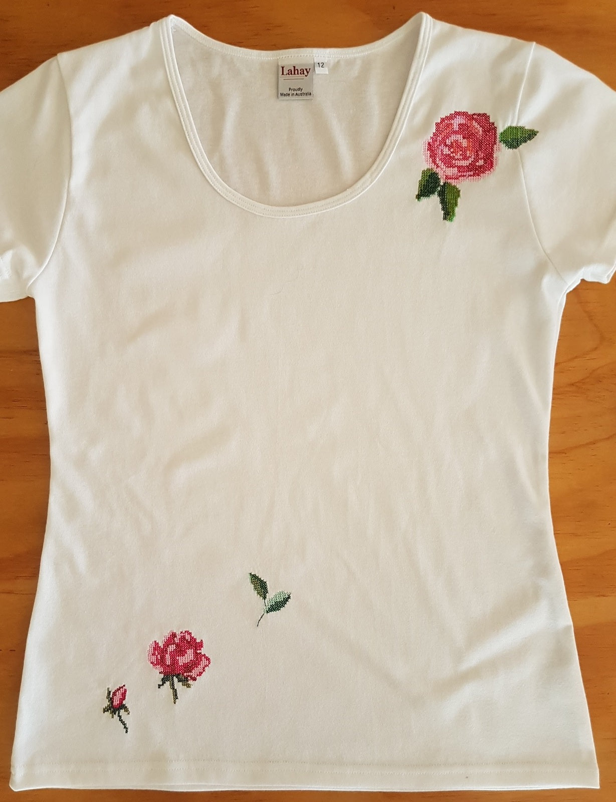 flat lay of Women's Embroidered T-shirt