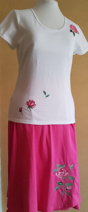 Women's Embroidered T-shirt and Women's Embroidered skirt 