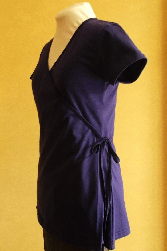purple short sleeve cotton women&